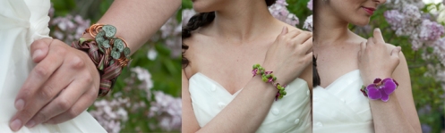 Bracelets made of fresh floral materials